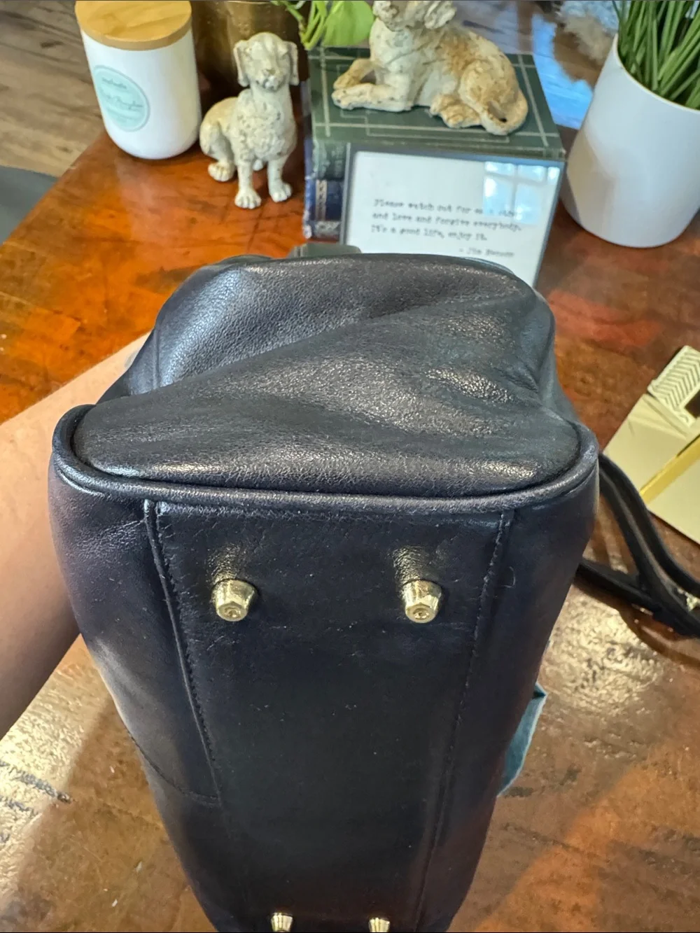 Etienne Aigner Navy Leather Satchel with Light Blue Scarf